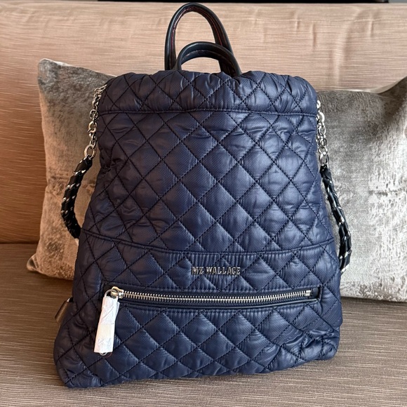 MZ Wallace Handbags - MZ Wallace:NWT Stylish,Versatile Backpack in Navy QuiltedNylon Drawstring Close